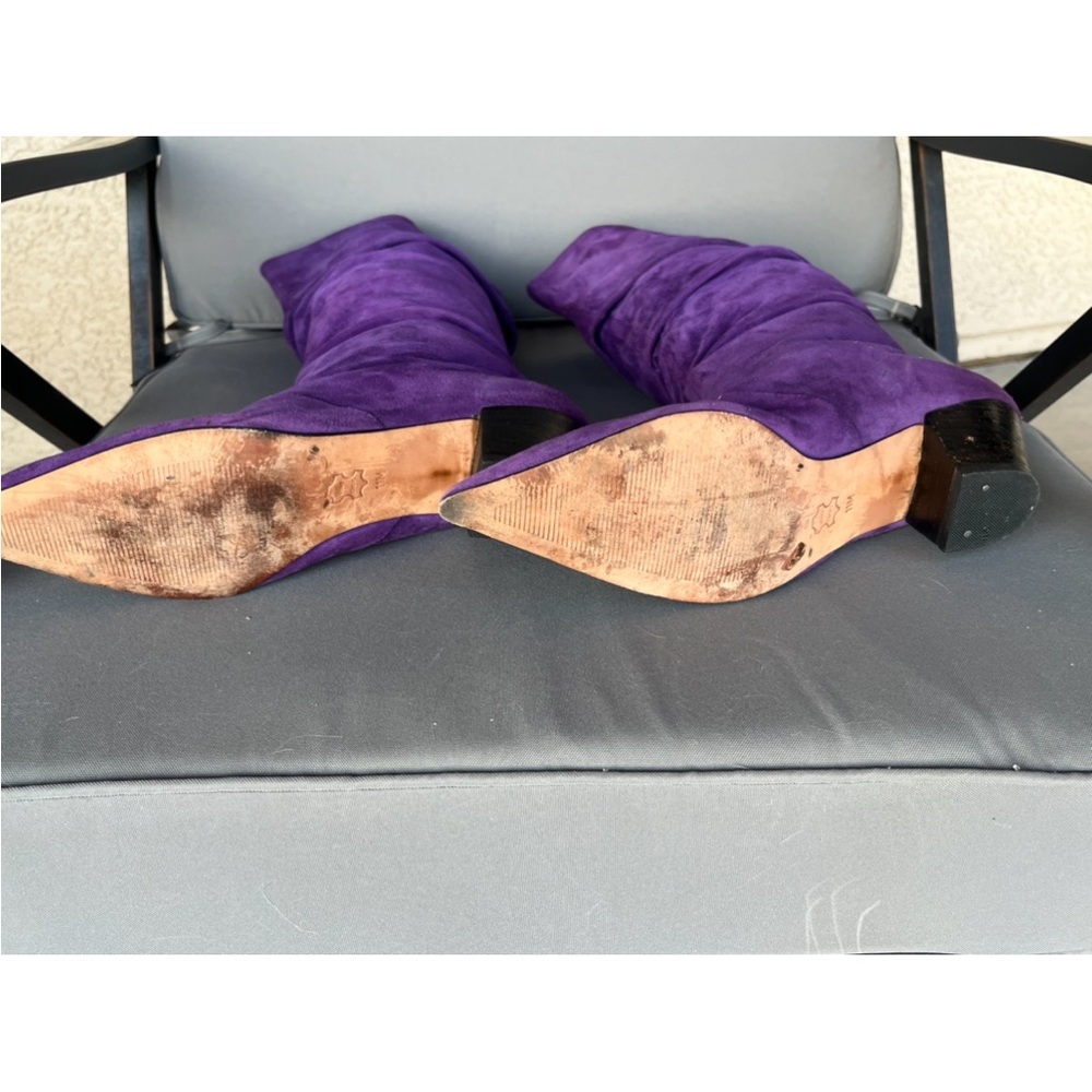 Vintage Nordstrom Purple Suede Slouched Boots 10/11 - Picture 4 of 9